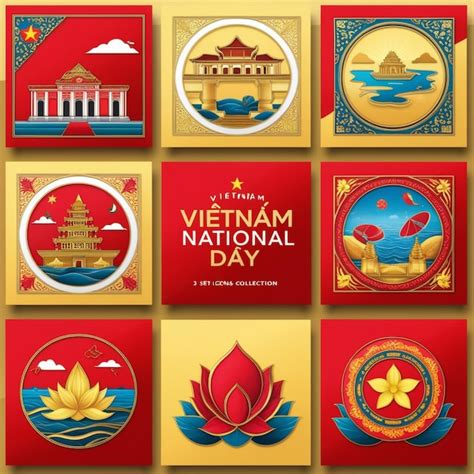 Set Icon Of Vietnam National Day Premium Ai Generated Image