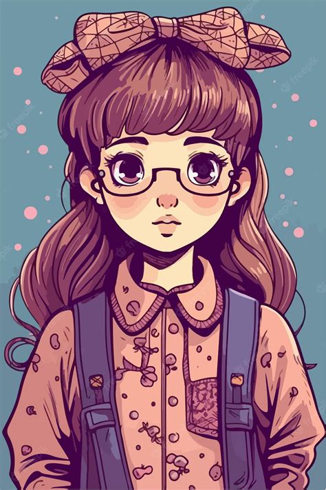 Premium Vector Cute Little Kawaii Girl Illustration Flat Colors