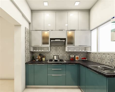 Spacious Convenient L Shaped Kitchen Design Livspace