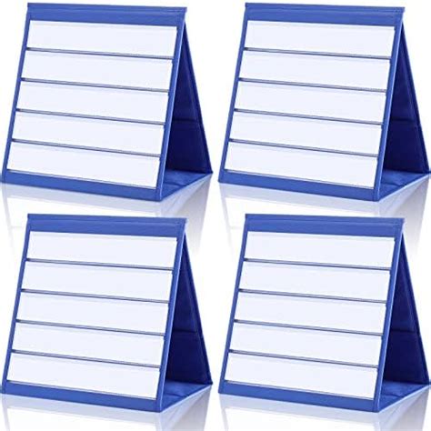 Fuutreo 4 Pieces Tabletop Pocket Chart Standing For Classroom Desktop Double Sided