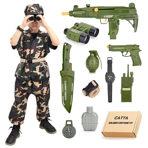 Army Costume for Boys Soldier Military Kit, CATTA Deluxe Camouflage Dress Up Halloween Role Play ...