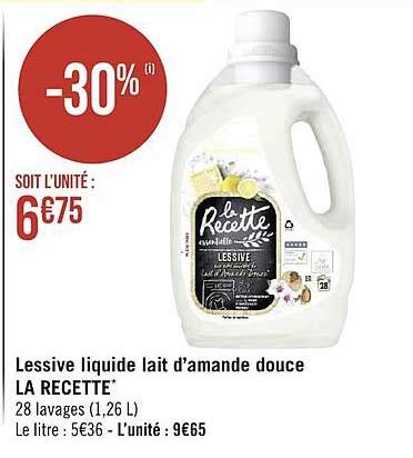 Promo Lessive Liquide Lait D amande Douce La Recette chez Géant