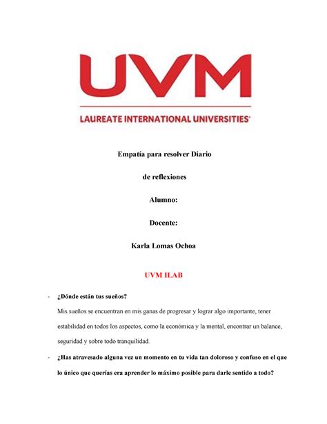 Diario De Reflexiones Empat A Para Resolver Diario De Reflexiones