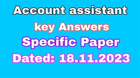 KEA Key Answers For Account Assistant Specific Paper Dated 18 11 23