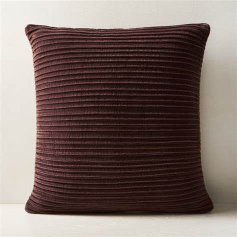 Paola Pleated Dark Brown Velvet Throw Pillow With Feather Down Insert