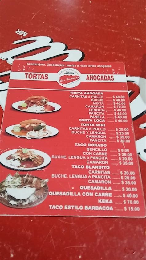 Carta Del Restaurante Tortas Ahogadas Las Famosas Guadalajara Avenida