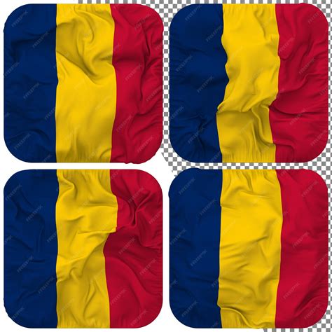 Premium Psd Chad Flag Squire Shape Isolated Different Waving Style