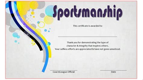 Fresh sportsmanship certificate template – Artofit