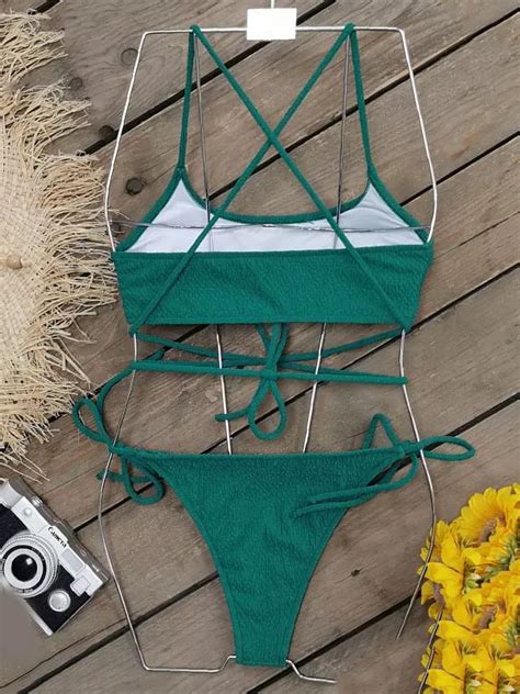 Bikini Donna Due Pezzi Triangolo Verde Sexy Slip Mini Sgambato