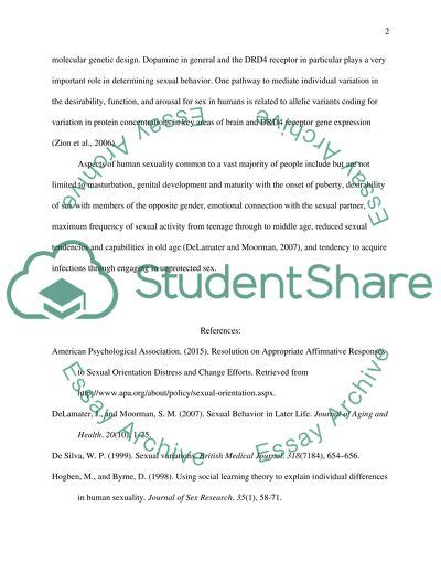 Individual Differences In Human Sexuality Research Paper