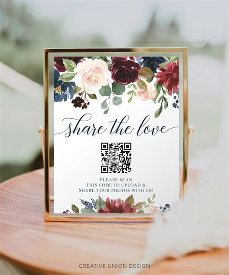 Share The Love Qr Code Wedding Sign Template Capture The Love Qr Code Sign Wedding Photos