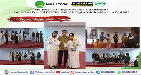 Dua Siswa Man Tegal Raih Juara Dan Juara Harapan Lomba Baca Puisi