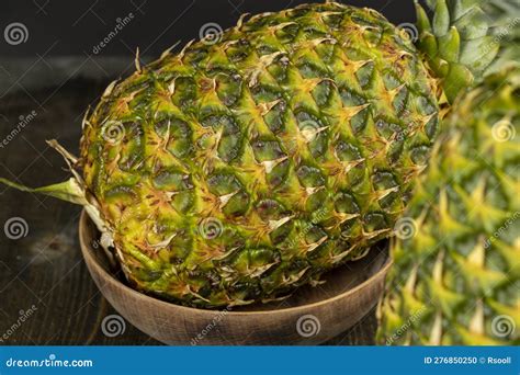 Ripe Whole Pineapple With Green Yellow Peel Stock Photo Image Of