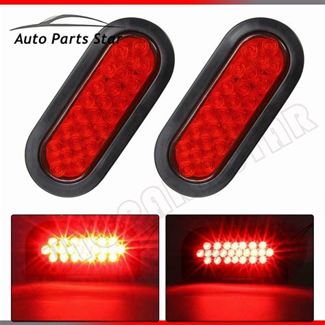 X Led Oval Red Truck Trailer Stop Turn Tail Brake Sealed Lights