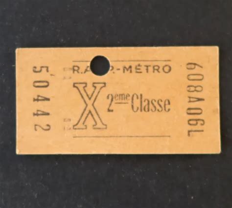 ANCIEN TICKET PARIS métro RATP 1960 2ème classe 50442 Metropolitain 16