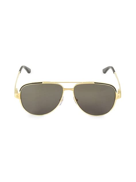 CARTIER 60mm Aviator Sunglasses - Gold | Editorialist