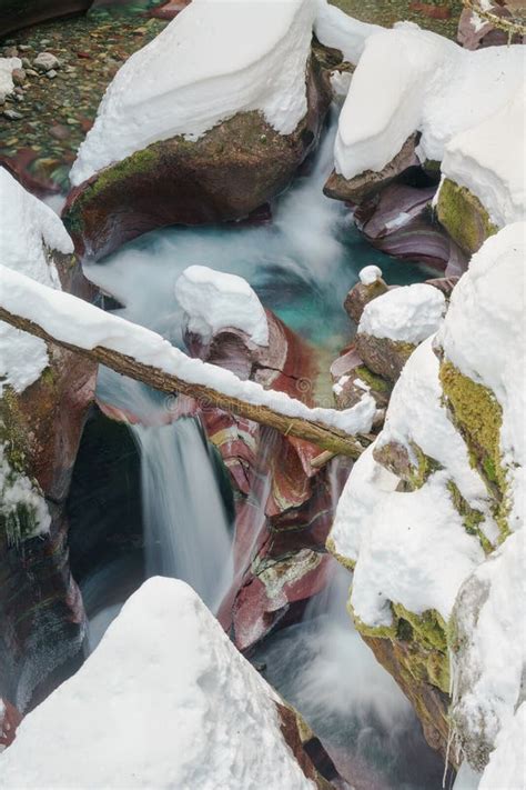 A Winter in Glacier National Park Stock Photo - Image of river, nature ...