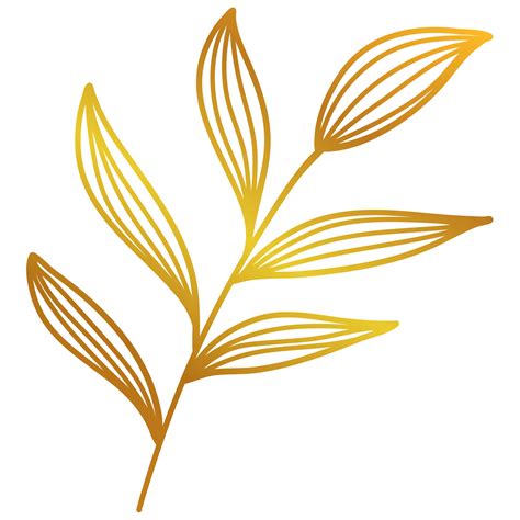 Golden Leaves Line Art Png