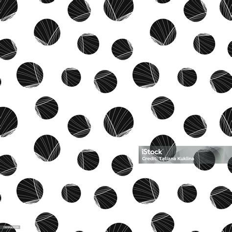 Vector Seamless Pattern Of Black Handdrawn Circles Polka Dot Isolated