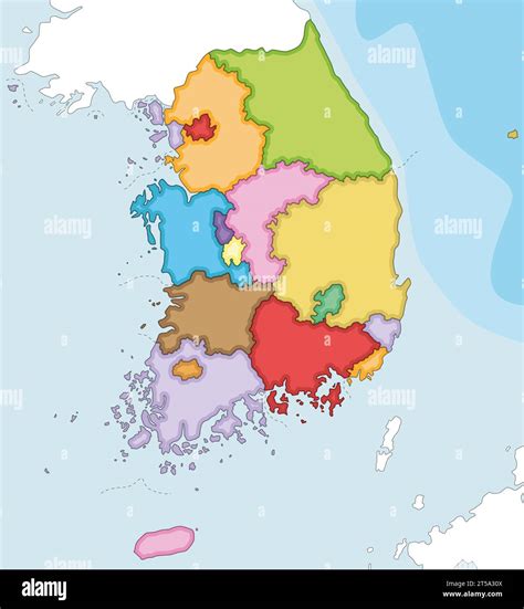 Vector Ilustrado Mapa En Blanco De Corea Del Sur Con Provincias