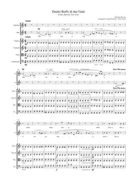 Rossini Cat Duet For 2 Sopranos And String Orchestra Arr Amir Awad