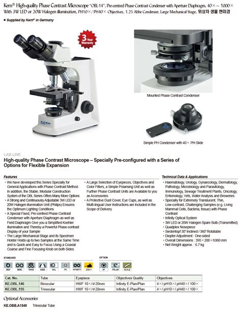 Daihan Science Kern High Quality Phase Contrast Microscope Obl