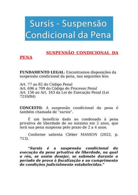 Suspens O Condicional Da Pena Suspens O Condicional Da Pena