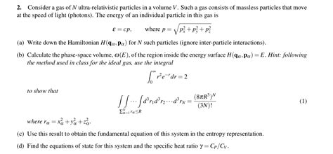 Solved Consider A Gas Of N Ultra Relativistic Particles Chegg