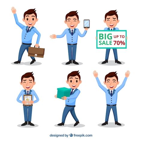 Salesman In Different Situations Free Vector