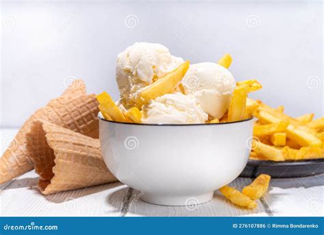 Trendy French Fries Ice Cream Stock Photo - Image of cream, waffle ...