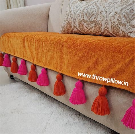 Orange Sofa Cover With Tassels/ Custom Made Orange Sofa Cover - Etsy