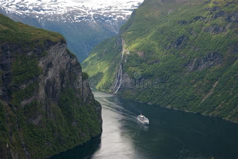 Cruise Ship in Geiranger Fjord Editorial Photo - Image of bloody, fiery ...