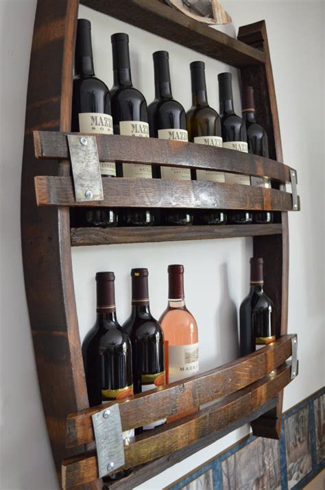 Wine Barrel Wine Rack Wine Bottles Made From Reclaimed Etsy