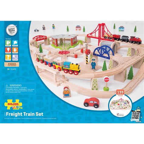 Bigjigs Rail Wooden Freight Train Set With Storage Box 130 Pieces