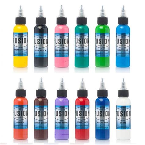 12 Sample Color Set Fusion Ink Needlejig Tattoo Supply