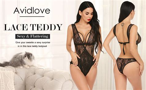 Amazon Avidlove Women Deep V Lingerie Teddy One Piece Bodysuit