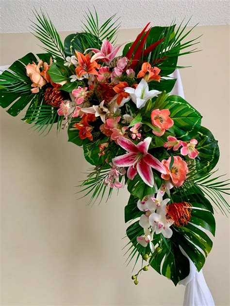 Tropical Wedding Arch Flowers Corner Swag Tieback Made With Etsy