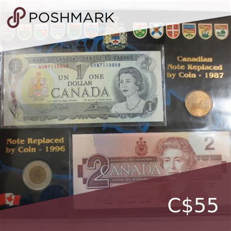 Canadian Dollar Set of $1 & $2 Bills and Coins - Queen Elizabeth II in ...