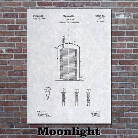 Dynamite Alfred Nobel Patent Print Art 1866 | Etsy
