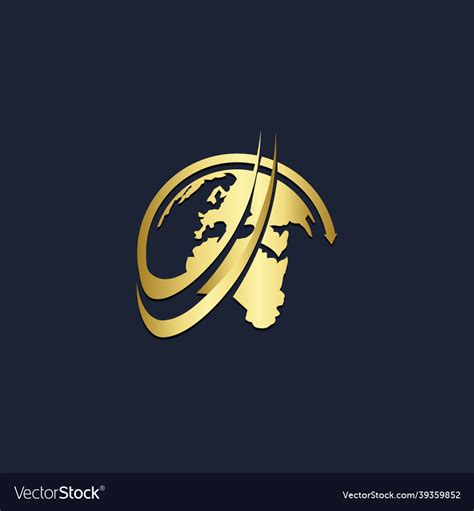 World globe technology gold logo Royalty Free Vector Image