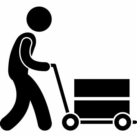 Box Cart Man Person Push Pushing Trolley Icon Download On