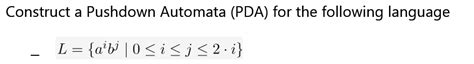 Solved Construct A Pushdown Automata Pda For The Following Chegg