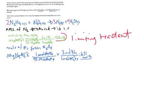 Limiting Reactant Example W Excess Reactant Youtube