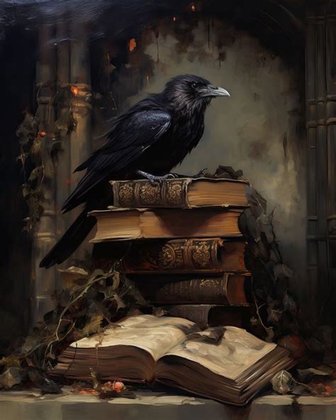 Raven Painting Crow Print Victorian Gothic Victorian Art Raven Wall Art ...