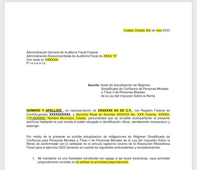 Aviso Al SAT De Cambio De RESICO A Persona Moral En 2023 ContadorMx