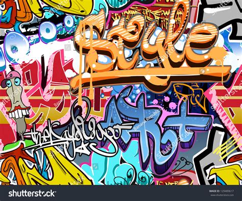 Graffiti Wall Urban Art Vector Background Seamless Hip Hop Texture