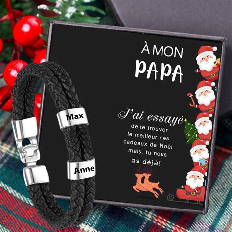 Jessemade Fr Mon Papa Noms Bracelet Cuir Tress Personnalis