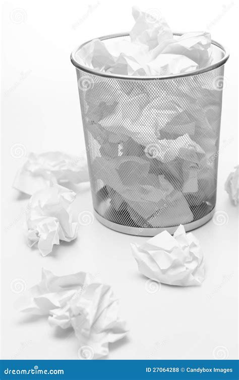 Office Trash Bin Full Of Paper Waste Royalty Free Stock Photos - Image: 27064288