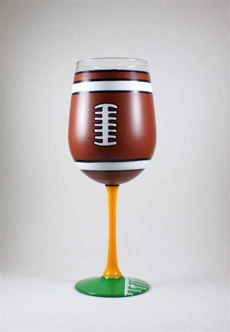 Football Wine Glass Hand Painted Football Fan Custom Etsy