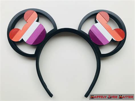 Lesbian Pride Flag Mickey D Printed LGBTQIA Mickey Mouse Ears Illusionears Headband Etsy